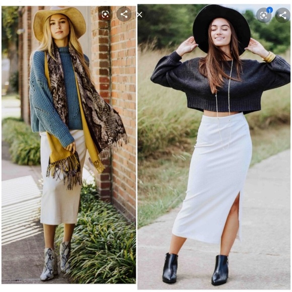 Free People Dresses & Skirts - Free People Helen Ribbed Midi Skirt